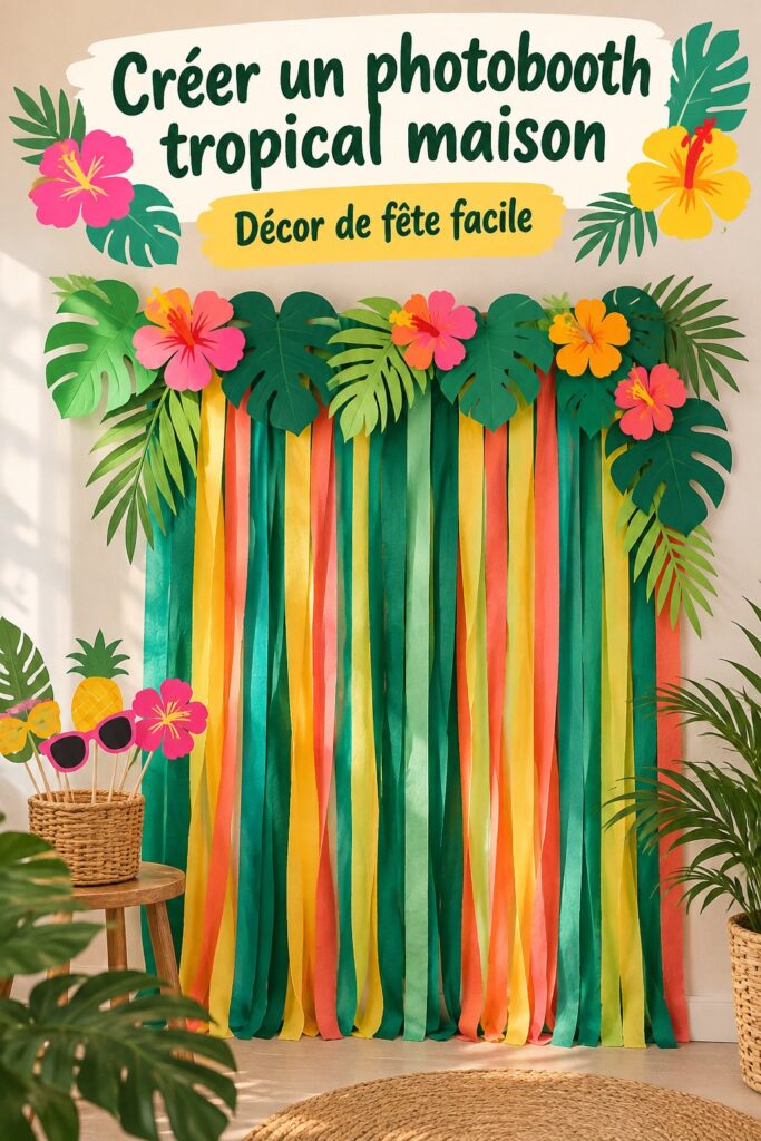 Un décor photo tropical impressionnant avec fleurs et feuillage colorés