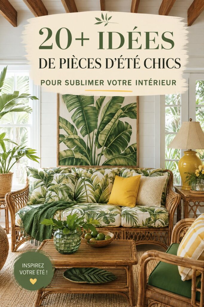 Salon décoré dans un style estival avec des touches thaïlandaises.