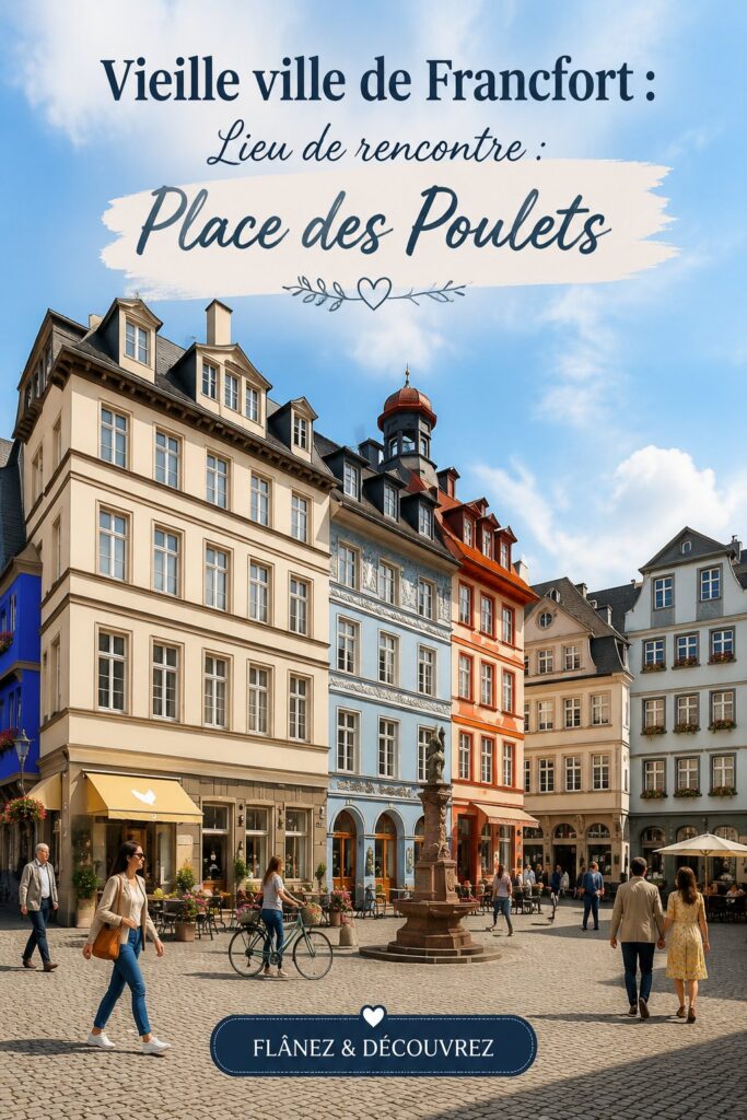 Vue panoramique du Hühnermarkt, cœur historique de Francfort.