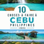 Vue d'une plage ensoleillée à Cebu avec un paysage tropical.