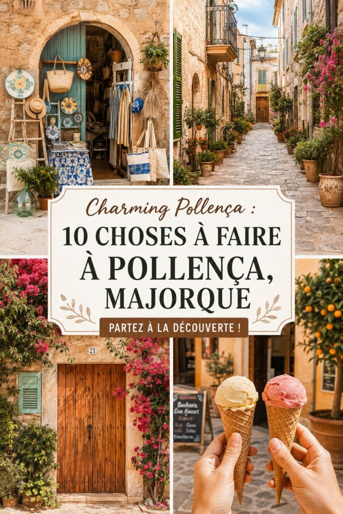 Vue panoramique de Pollença, Majorque, avec ses bâtiments historiques et son ambiance locale.