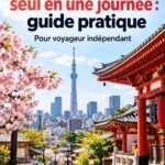 Une vue emblématique de Tokyo avec la Tour de Tokyo et des cerisiers en fleurs, idéale pour une exploration en une journée.