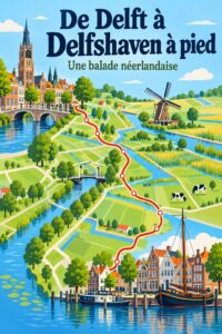 Vue sur le quartier historique de Delfshaven, avec ses charmants canaux et maisons anciennes, idéal pour une journée d'exploration depuis Delft.