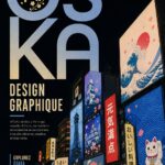 Affiche colorée de design graphique inspirée par Osaka, mettant en avant l'art japonais moderne.