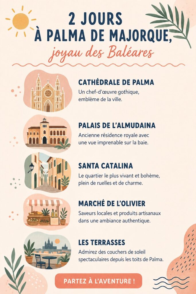 Vue panoramique de Palma de Majorque avec la mer Méditerranée en arrière-plan