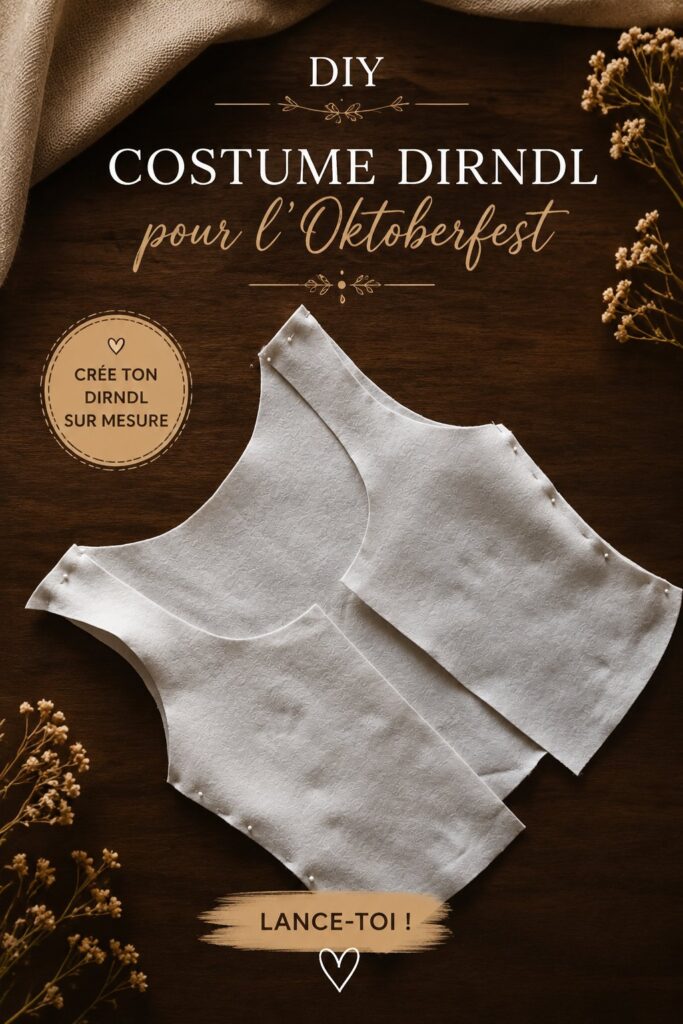Costume dirndl traditionnel avec motifs colorés, prêt pour l'Oktoberfest.
