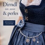Dirndl en soie ornée de perles, représentant l'élégance de la mode traditionnelle allemande.