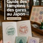 Une collection d'Eki Stamps colorés provenant des gares japonaises.