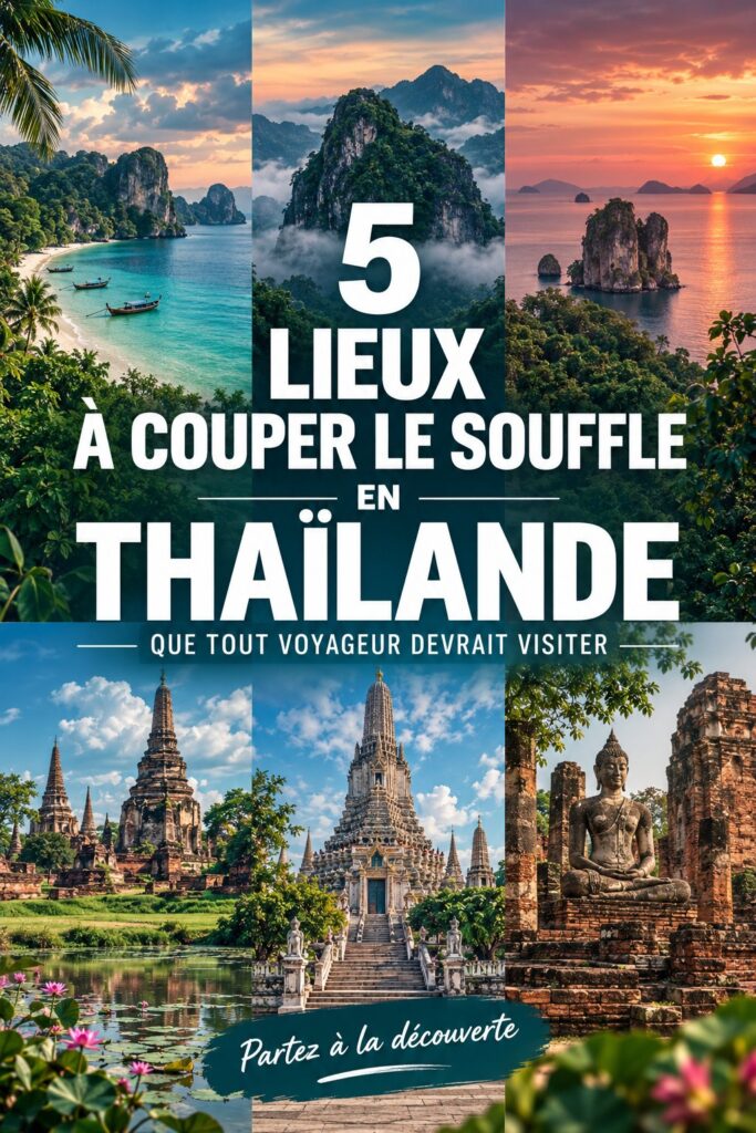 Plage de sable blanc en Thaïlande avec des palmiers et une mer turquoise