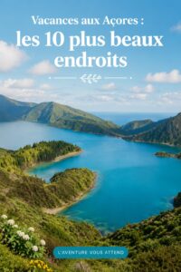 Un panorama des paysages luxuriants des Açores avec ses montagnes et ses lacs.