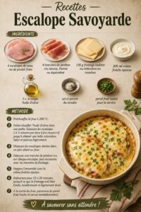 Escalope savoyarde avec fromage fondant et jambon, plat savoureux traditionnel