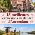 Vue panoramique d'Amsterdam avec des destinations à explorer pour des excursions d'une journée.
