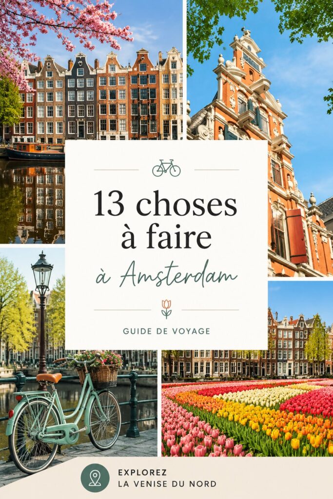 Vue panoramique d'Amsterdam avec ses canaux et ses maisons historiques.