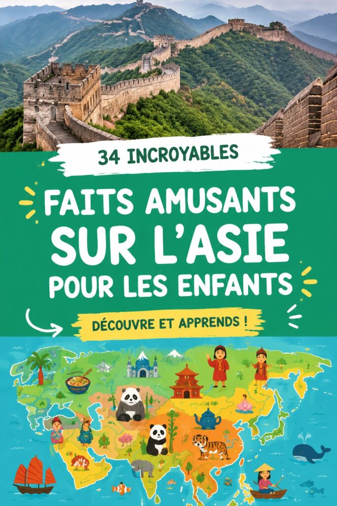 Enfants découvrant des faits fascinants sur l'Asie, souriants et engagés