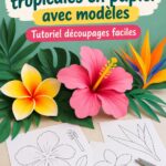 Création de fleurs tropicales en papier colorées sur une table
