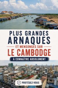 Une femme visitant les temples du Cambodge, attentive aux arnaques potentielles.