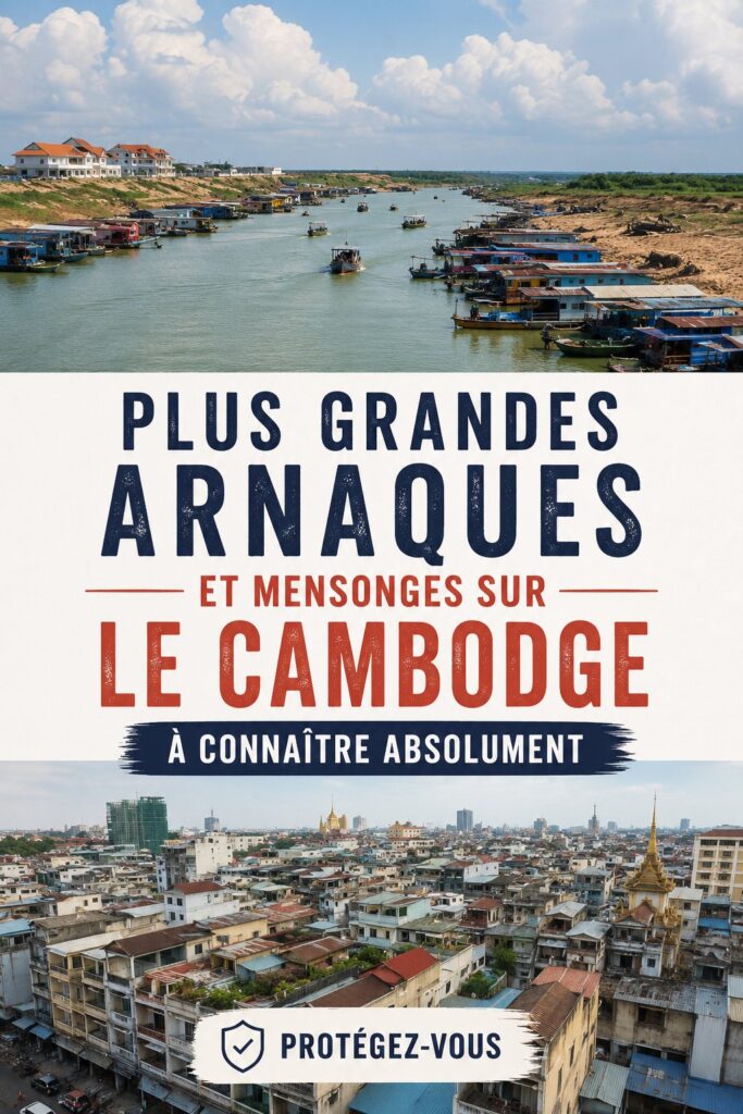 Une femme visitant les temples du Cambodge, attentive aux arnaques potentielles.