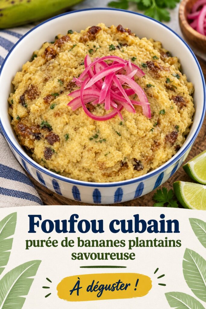 Un plat de fufu cubain à base de banane plantain, prêt à être dégusté.