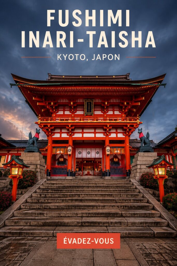 Vue des torii rouges du sanctuaire Fushimi Inari-taisha à Kyoto, Japon