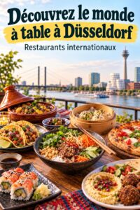 Vue d'un restaurant international à Düsseldorf avec une ambiance chaleureuse