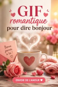 Un écran montrant une sélection de GIF romantiques à partager le matin