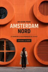 Vue panoramique d'Amsterdam Noord avec des canaux et des bâtiments modernes.
