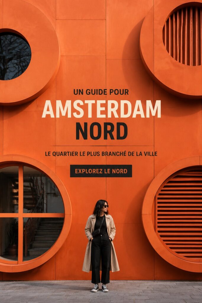 Vue panoramique d'Amsterdam Noord avec des canaux et des bâtiments modernes.