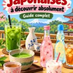 Table de boissons japonaises avec saké et thé vert
