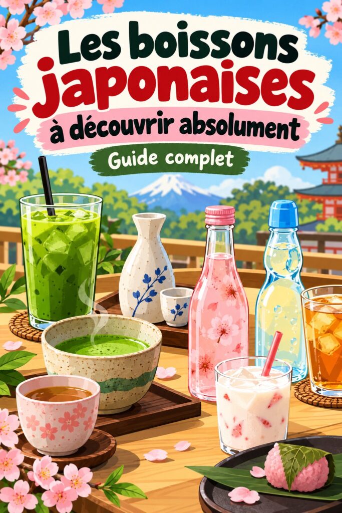 Table de boissons japonaises avec saké et thé vert