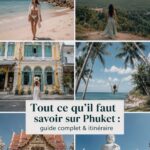Vue panoramique de la plage de Phuket avec le soleil se couchant à l'horizon.
