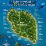 Image d'une plage paradisiaque à Koh Phangan avec des bungalows en arrière-plan
