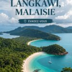 Plage de sable blanc et eaux turquoise de Langkawi en Malaisie