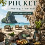 Plage de Phuket avec des palmiers et un ciel bleu, symbole des vacances en Thaïlande.