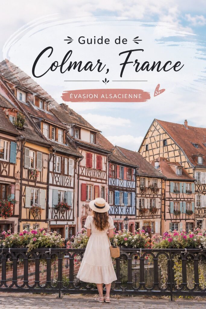 Vue pittoresque de Colmar, avec ses maisons à colombages et canaux.