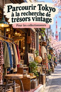 Vue d'un marché vintage animé à Tokyo avec des stands colorés