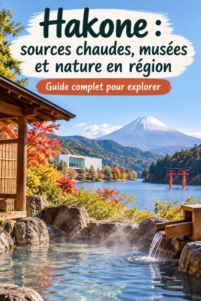 Vue des sources chaudes de Hakone entourées de nature verdoyante, symbole d'une évasion japonaise.