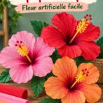 Hibiscus en crêpe coloré, une belle œuvre de couture malaisienne.