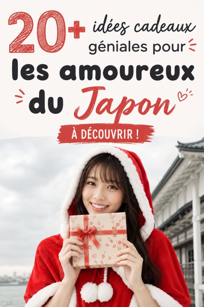 Idées de cadeaux inspirées du Japon, incluant des objets artisanaux et de la gastronomie.
