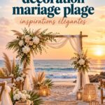 Un mariage sur la plage décoré avec des éléments naturels et des couleurs douces.