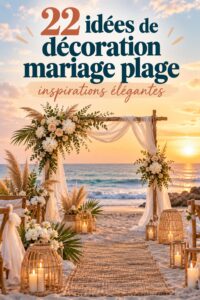 Un mariage sur la plage décoré avec des éléments naturels et des couleurs douces.