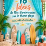 Fête d'anniversaire sur le thème de la plage avec décorations colorées et ambiance festive