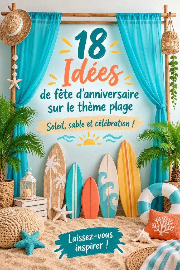 Fête d'anniversaire sur le thème de la plage avec décorations colorées et ambiance festive