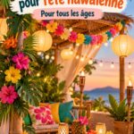 Fête hawaïenne avec décorations colorées et ambiance tropicale