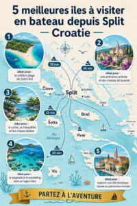 Vue panoramique de Split avec les îles croates en arrière-plan.
