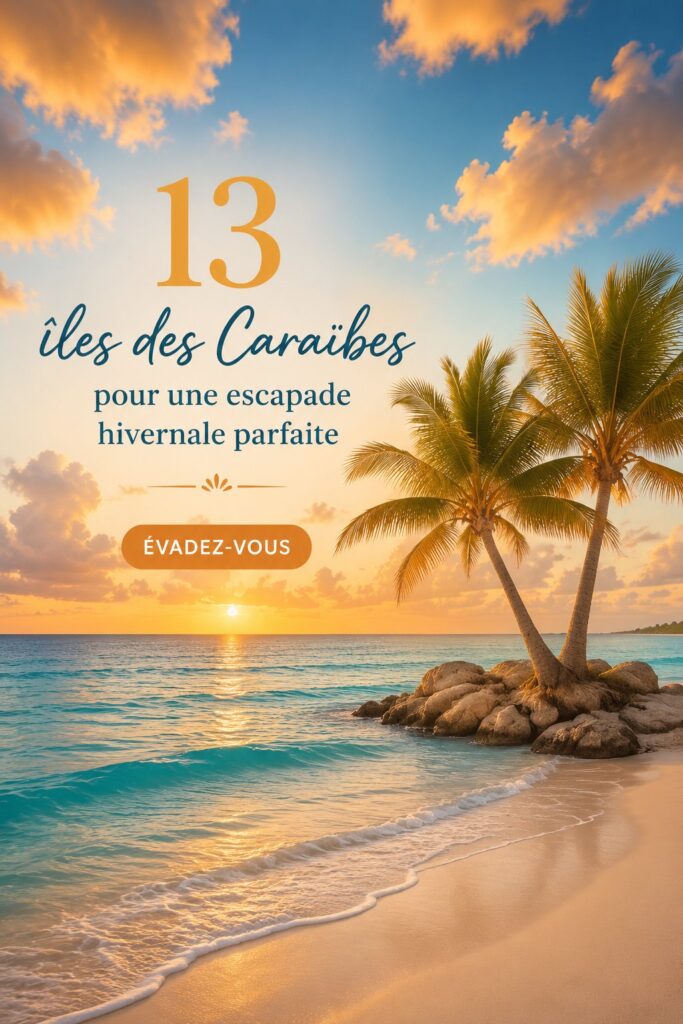 Plage idyllique sur une île des Caraïbes, idéale pour un hiver au soleil