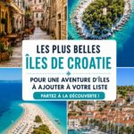 Vue panoramique d'une île croate avec des eaux turquoise et des paysages verdoyants.