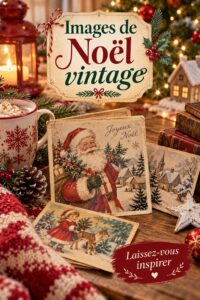 Un collage d'illustrations vintage de Noël avec des motifs traditionnels allemands.