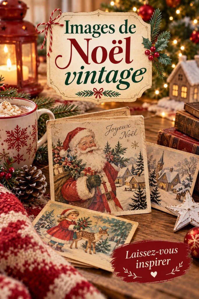 Un collage d'illustrations vintage de Noël avec des motifs traditionnels allemands.