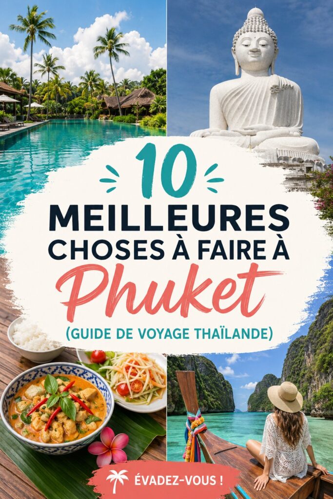 Plage de Phuket avec ses eaux claires et son sable fin, promesse d'évasion et de détente.
