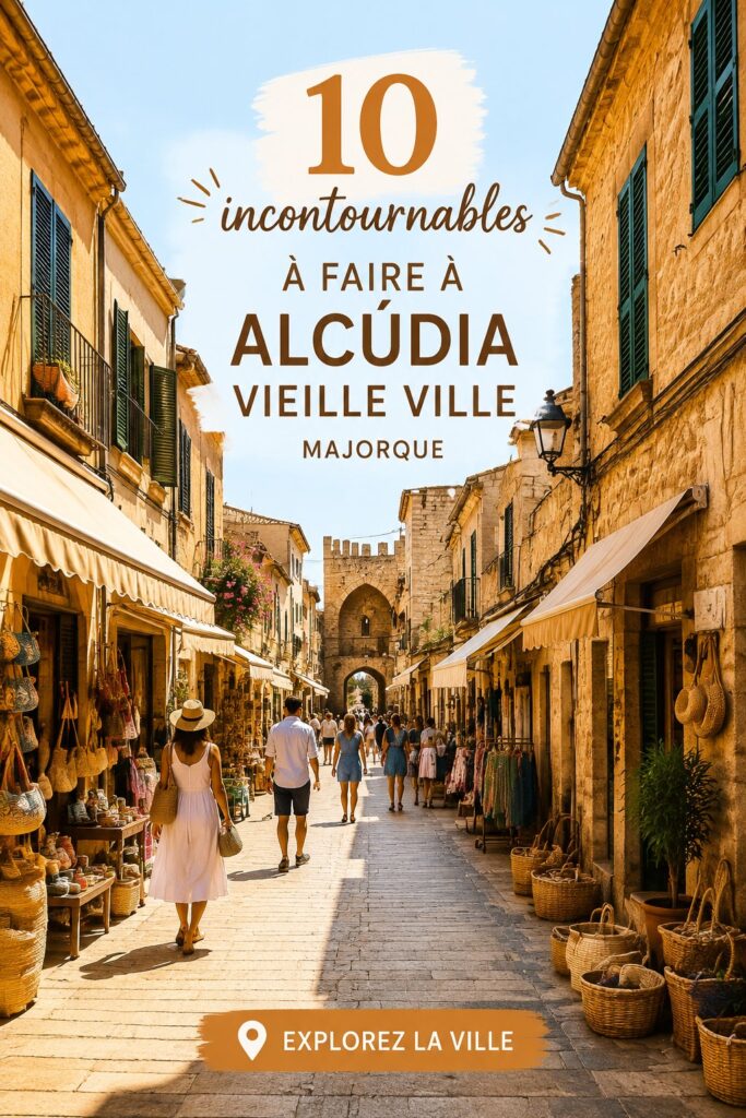Vue panoramique du vieux centre d'Alcúdia avec ses ruelles pavées